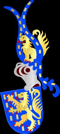 나사우의 문장: 푸른색 바탕에 금색 작은 사각형, 금색 사자와 붉은색 발톱과 혀