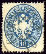 1863년경 이탈리아 코르출라에서 소인된 오스트리아 KK 우표