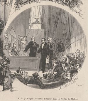 피 대통령 선출. 다니엘 비에르주의 그림. 아메데 다우데나르데의 조각.