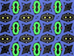 피험자가 시각 기억 신경 영상 검사를 수행하는 동안 부호화, 저장, 회상하는 다채로운 기하학적 패턴의 예시.