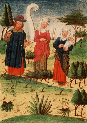 엘가나와 그의 두 아내 (채색 필사본, c. 1467)