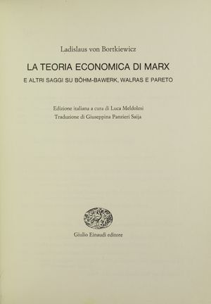 보르트키에비치의 1971년 저서 《마르크스의 경제 이론》