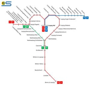 2002년까지의 라이프치히 S반 노선도