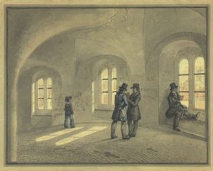 H.G.F. 홀름이 교회가 있는 위치로 탑을 옮기자는 제안과 관련하여 그린 그림 속 탑 내부