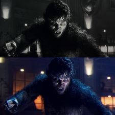 《웨어울프 바이 나이트》, 원본 흑백 버전(위)과 컬러 버전(아래) 비교