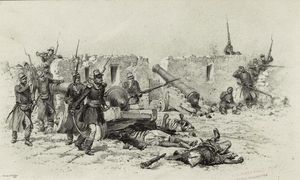 1833년 요새를 공격하는 Infanterie Légère d'Afrique 병력의 삽화