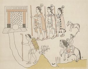 틀락스칼텍인 동맹군은 스페인 정복 당시 에르난 코르테스를 수행했다. 1519년, 틀락스칼라 역사에서.