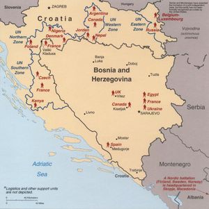 밴스 계획에 따른 유엔 평화유지군 배치 계획도