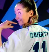 2024년 유니세프 자선 축구 경기에서의 에린 도허티