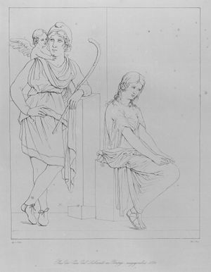 파리스, 에로스, 오이노네를 묘사한 폼페이 미궁의 집 벽화