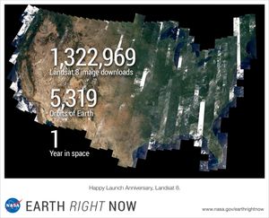 랜드샛 8 발사 1주년 후, 이 위성 이미지의 데이터 다운로드 횟수는 100만 건을 넘어섰다.