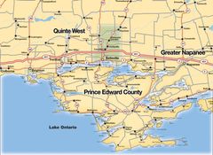 베이 오브 퀸트 지역 지도 (벨빌 시는 녹색으로 표시)