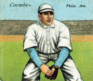 담배 야구 카드에 담긴 잭 쿰스 (1911년).