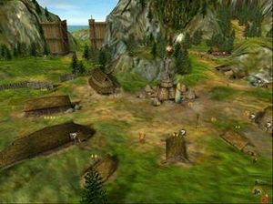 시작 부분의 노르드 마을. 더 큰 집은 더 많은 주민을 지원합니다.