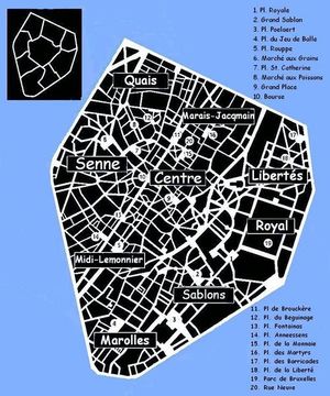 브뤼셀의 펜타곤과 구역 지도 (프랑스어)