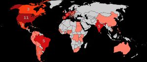 2013년 교황 콘클라베에 참여한 추기경들의 출신 국가