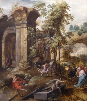 엘리사의 무덤에서의 기적. (얀 나겔, 1596)