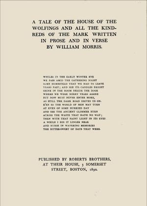 윌리엄 모리스의 책 늑대의 집에서 발췌한 에피그래프.