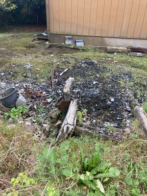 정원에서 이루어진 쓰레기 불태우기 흔적