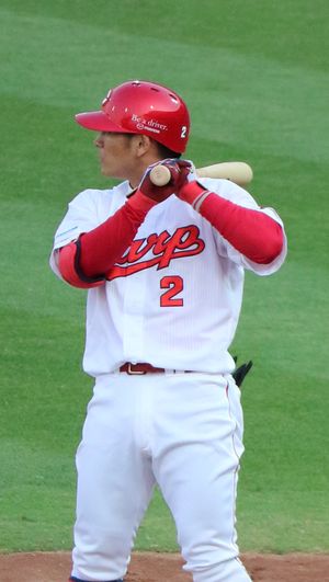 타석에서의 다나카 (2017년 6월 15일, 마쓰다 스타디움에서)