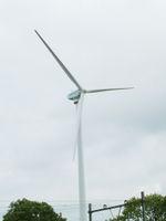 주테르메이르 지멘스 공장의 전망대가 있는 풍력 터빈