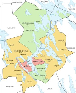 애네코스키 시정촌 연합 지도.