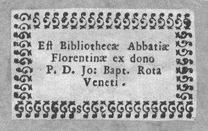 바디아 피오렌티나 도서관의 Ex libris