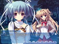 주인공 신고가 아이리, 사쿠노와 대화하는 장면을 묘사한 '새하얀 색 심포니'의 대화