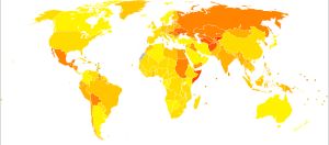 2004년 인구 10만 명당 간경화 장애 보정 생존 연수(DALY)