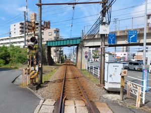이요 철도 군중선과 JR 요산선의 교차 지점(마쓰야마시 유군 2초메)