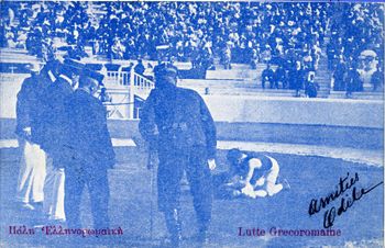 그리스-로마 레슬링.1906년 엽서, 아스피오티스 발행.