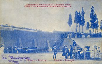 올림픽 경기 중 여자 단식 경기.1906년 엽서, Aspiotis에서 발행.