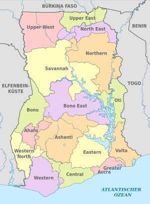 2019년 2월부터 가나의 행정 구역
