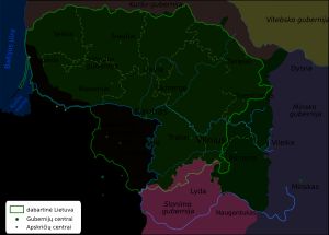 1795년 빌나와 슬로님 현 지도