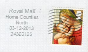 "Home Counties North" 우편 센터 (Hemel Hempstead 소재) 2013년 편지 소인