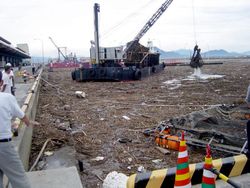 히로시마시 쿠사츠 어항의 태풍 피해 (2005년 9월 10일)