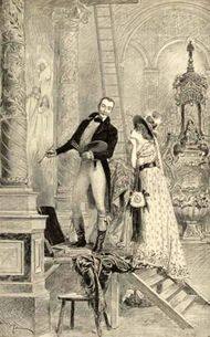 《토스카》 제1막의 토스카와 카바라 도씨(《르 테아트르 일뤼스트레》, 1887)