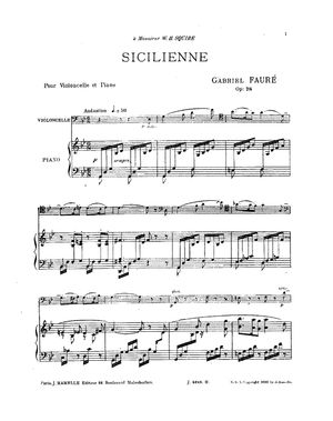 1898년 첼로와 피아노를 위한 편곡