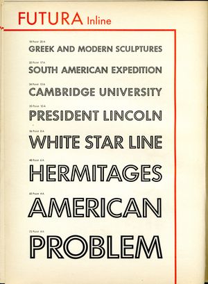 금속 활자체로 된 푸투라 인라인 샘플