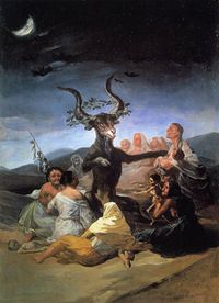 프란시스코 고야의 《마녀들의 집회》(El Aquelarre), 1798년작, 라사로 갈디아노 미술관 소장.
