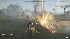 궤도 레이저 스트라타젬을 사용하여 터미니드를 상대하는 플레이어