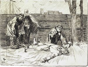 에일립 페테르센의 삽화, 마그누스 맹인의 사가, 헤임스크링글라(1899년 판).