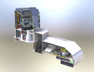 망원경, 돔 및 지원 건물에 대한 단면 렌더링
