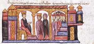 콘스탄티누스 7세가 어머니를 추방에서 소환하는 모습