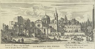 1497년 조반니 보르자가 묻힌 산타 마리아 델 포폴로 성당 (이스라엘 실베스트르의 판화).