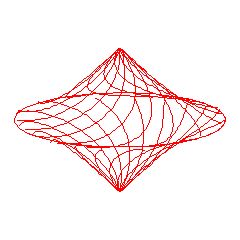 대칭축에서 관찰자에 의해 방출된 빛의 퍼져나감과 재수렴에 대한 호킹과 엘리스의 그림.