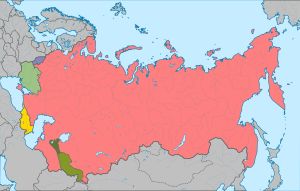 소련 지도에서 녹색으로 표시된 부하라 인민 소비에트 공화국, 1922년경