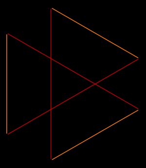 6개의 동일한 꼭짓점과 2개의 변 길이를 갖는 등각 육각별