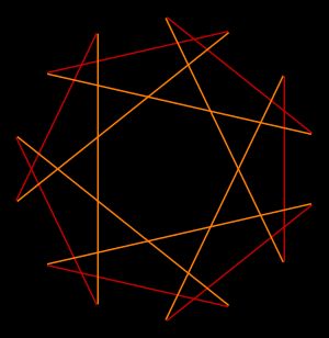 한 개의 꼭짓점 유형과 두 개의 변 유형을 가진 등각 "별" 십사각형