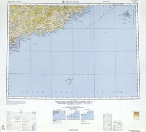 국제 세계지도(AMS, 1965년)에서 프라타스 산호초, 프라타스섬 및 주변 지역을 포함한 지도
